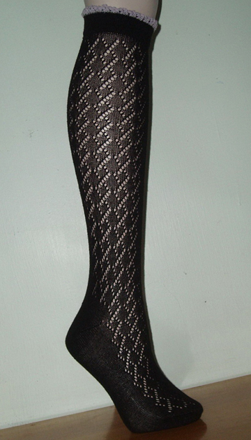 Black womens knee socks - Click Image to Close